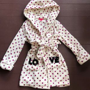 Betsey Johnson plush hooded bathrobe - Sz XS/S